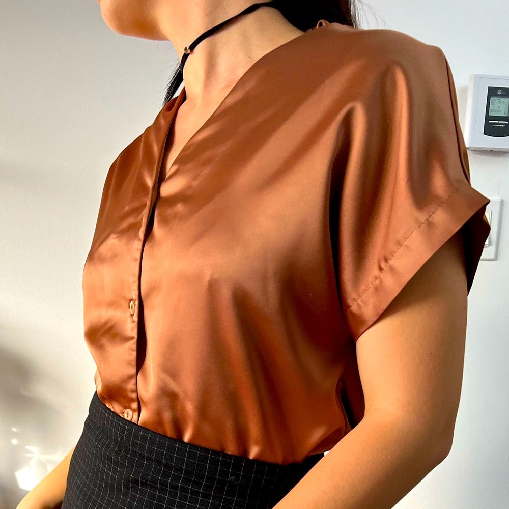 Melow Made in Canada Bronze Button-Down Blouse - Size XS